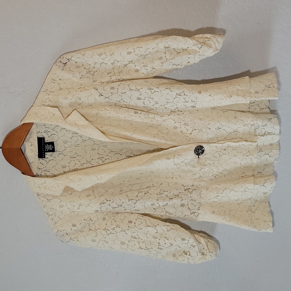 APOSTROPHE Lace Bling See Through Blazer S - Picture 3 of 10